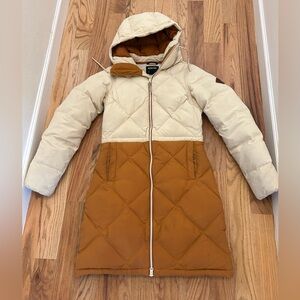 Burton Cream and Brown Puffer Coat